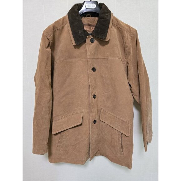 90s Vintage Mens Suede Leather Barn Jacket Size Large Utility Zip Out Liner - Picture 1 of 8